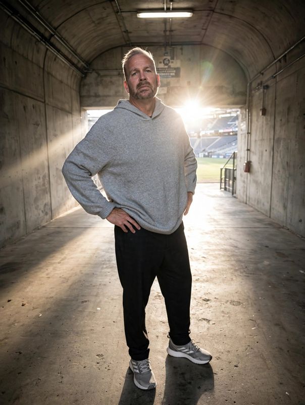 Standing in a stadium tunnel, backlit